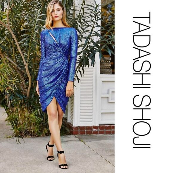 Tadashi Shoji Sousa Draped Sequin Dress Size XS - Picture 1 of 9